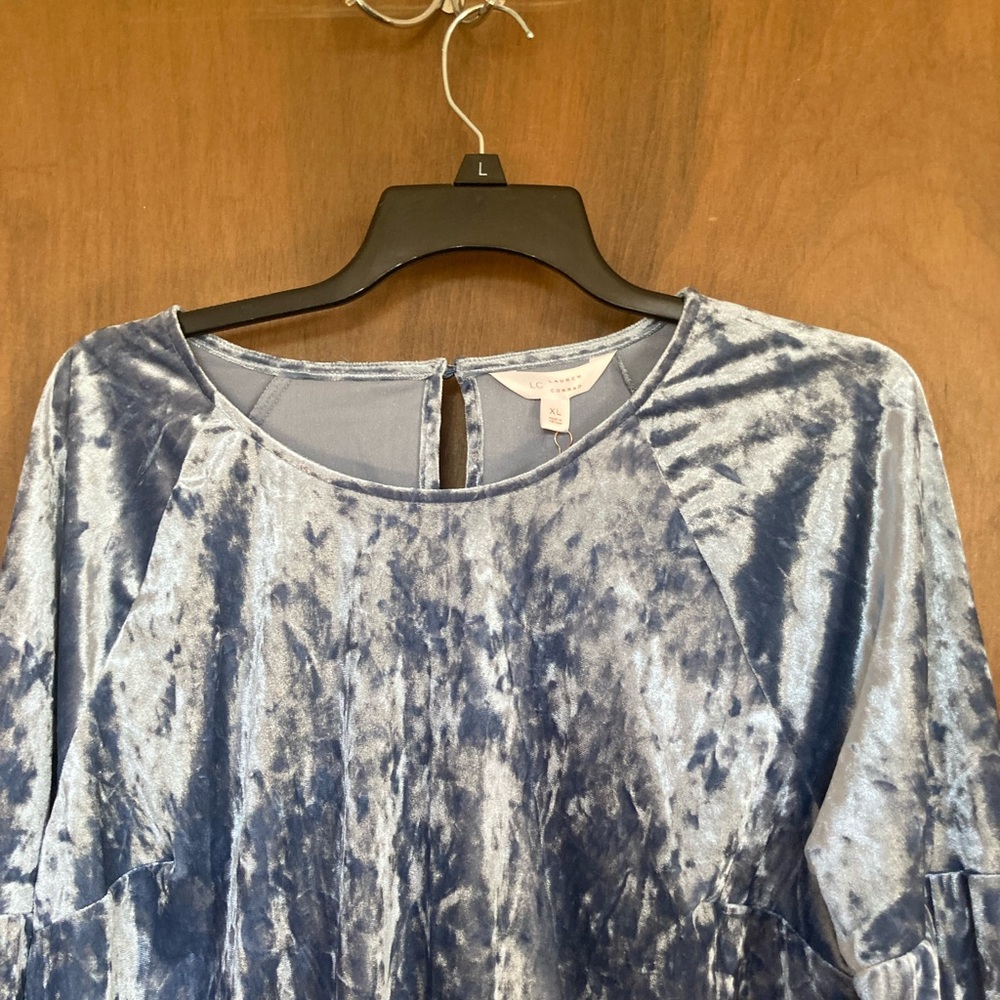Relisted LC Lauren Conrad duller blue velvet volume sleeve top boho XL - Picture 6 of 17